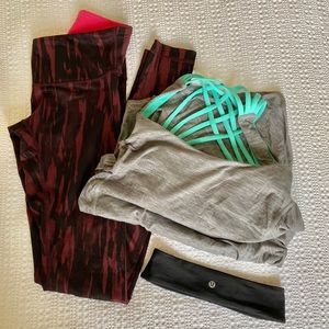 Lululemon bundle, leggings, shirt, headband, sz 4